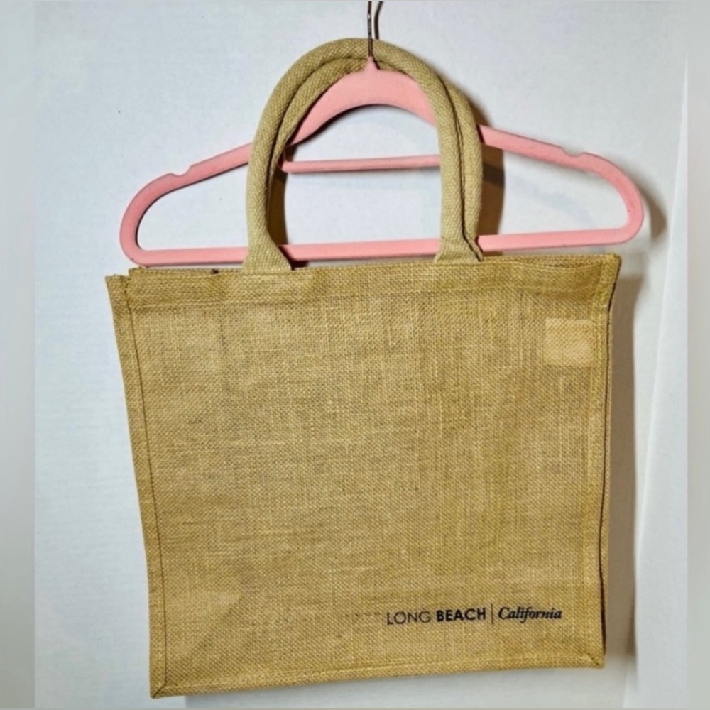 (BRAND NEW) Linen/Straw Blend Beach Tote Bag - Long Beach, California (NWOT)